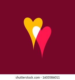 Romantic hearts icon on background. Love symbol. Happy valentines day and wedding design elements. Simple vector element illustration in a modern style.