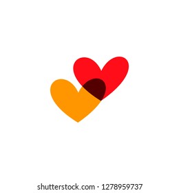 Romantic hearts icon yellow and red. Heart icon isoleated on white background. Love symbol. Happy valentines day and wedding design elements. Simple vector element illustration in a modern style.