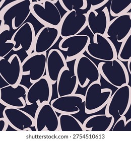 Romantic Hearts Pattern Design Textile Print For Fashion And Homeware Navy Blue And Pale Pink Love Theme Valentine's Day Gift Wrap Scrapbooking