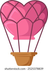 Romantic Heart-Shaped Hot Air Balloon Illustration