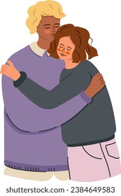 Romantic Hetero Couple. Hugging people in love. Diversity. Trendy flat Vector.