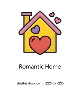 Romantic Home Vector Filled Outline Icon Design illustration. Love Symbol on White background EPS 10 File