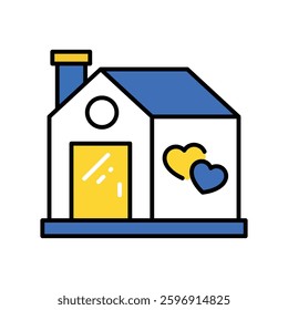 Romantic Home vector filled outline icon. EPS 10 file