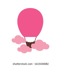 romantic hot air balloon isolated icon desing, vector illustration