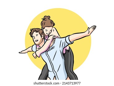 Romantic Hug Couple Vector Illustration