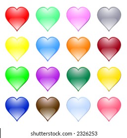 Romantic icon: multi-coloured hearts. Vector