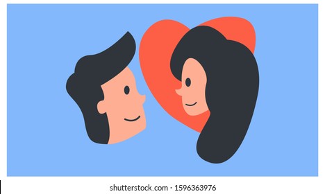 romantic icon of two soul mates. Romantic theme clipart. landing page