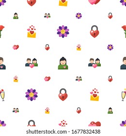 romantic icons pattern seamless. Included editable flat Floral design, boyfriend, love, love message, couple, heart lock, girlfriend icons. romantic icons for web and mobile.