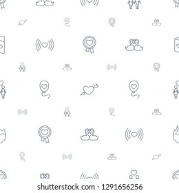 romantic icons pattern seamless white background. Included editable line heart ribbon, heart with arrow, couple, heart, baloons icons. romantic icons for web and mobile.