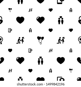 romantic icons pattern seamless white background. Included editable filled heart, heart balloons, phone with heart, gear marriage proposal icons. romantic icons for web and mobile.