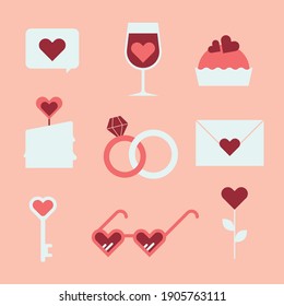 Romantic Icons. Valentine Icons Set.