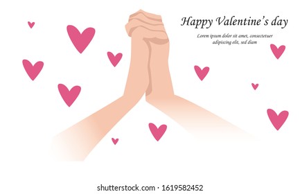 Romantic illustration of hads. Saint Valentine's Day.