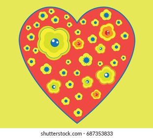 Romantic illustration of heart on a yellow background