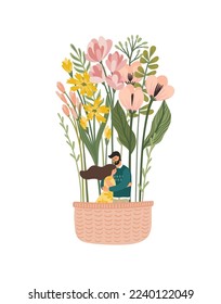Romantic illustration with man and woman. Love, love story, relationship. Vector design concept for Valentines Day and other use.