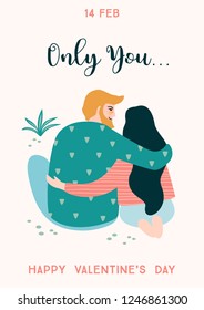Romantic illustration with people. Love, love story, relationship. Vector design concept for Valentines Day and other users.
