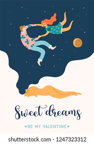 Romantic illustration with people. Love, love story, relationship. Vector design concept for Valentines Day and other users.