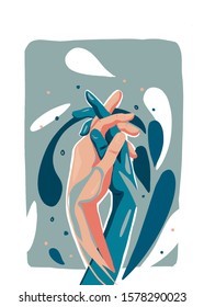 Romantic illustration of two holding hands. Pastel colored flat vector illustration. stock illustration