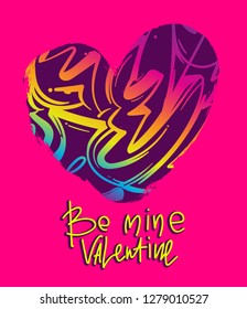 Romantic illustration. Valentines day card. big heart and text