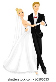 A Romantic Image of the Newlyweds Dancing the Waltz - Vector