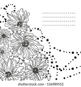 Romantic invitation card with beautiful daisy flowers. Vector in the style of hand-drawn maps for invitations, business cards and more. Easily edited. EPS 10