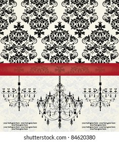 Romantic Invitation Card Design With Chandelier