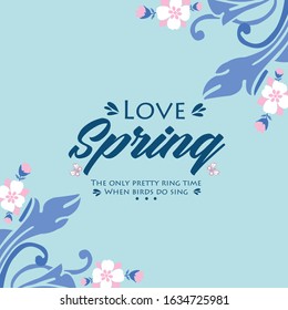 Romantic invitation card design for Love Spring, with leaf and wreath cute frame. Vector
