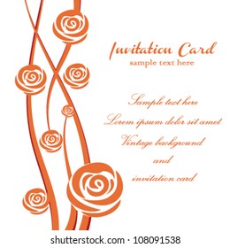 Romantic invitation card with rose flower. Rose illustration, with white background