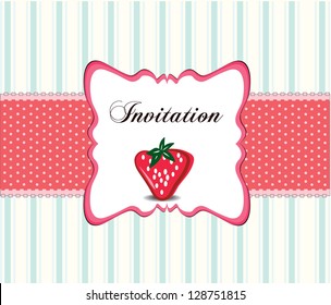 romantic invitation card with strawberry