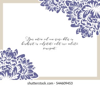 Romantic invitation with flowers. Wedding, marriage, bridal, birthday, Valentine's day.