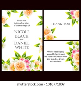 Romantic invitation. Wedding, marriage, bridal, birthday, Valentine's day.