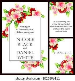 Romantic invitation. Wedding, marriage, bridal, birthday, Valentine's day.