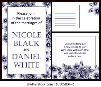 Romantic invitation. Wedding, marriage, bridal, birthday, Valentine's day.
