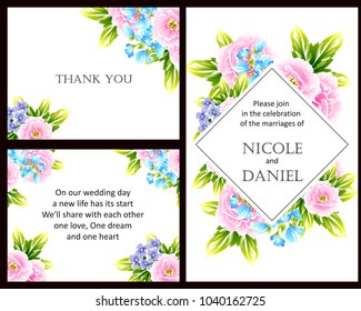 Romantic invitation. Wedding, marriage, bridal, birthday, Valentine's day.