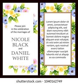 Romantic invitation. Wedding, marriage, bridal, birthday, Valentine's day.