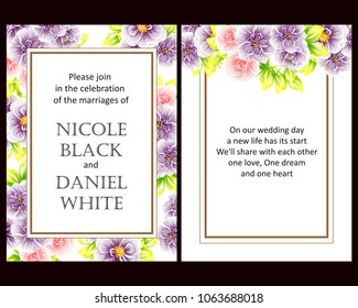 Romantic invitation. Wedding, marriage, bridal, birthday, Valentine's day.