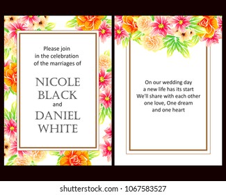 Romantic invitation. Wedding, marriage, bridal, birthday, Valentine's day.