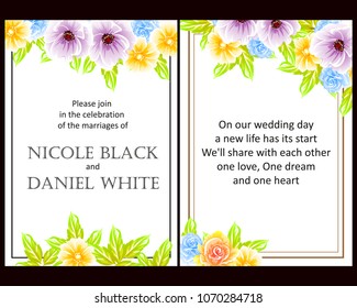 Romantic invitation. Wedding, marriage, bridal, birthday, Valentine's day.