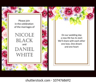 Romantic invitation. Wedding, marriage, bridal, birthday, Valentine's day.