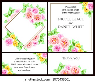 Romantic invitation. Wedding, marriage, bridal, birthday, Valentine's day.