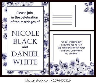 Romantic invitation. Wedding, marriage, bridal, birthday, Valentine's day.