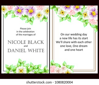 Romantic invitation. Wedding, marriage, bridal, birthday, Valentine's day.
