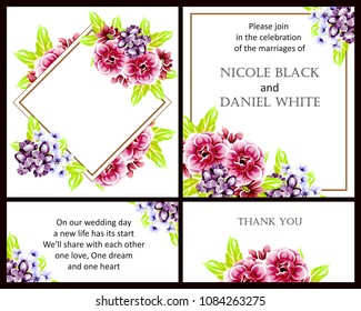 Romantic invitation. Wedding, marriage, bridal, birthday, Valentine's day.
