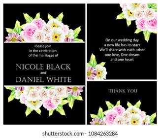 Romantic invitation. Wedding, marriage, bridal, birthday, Valentine's day.