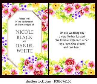 Romantic invitation. Wedding, marriage, bridal, birthday, Valentine's day.