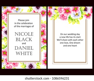Romantic invitation. Wedding, marriage, bridal, birthday, Valentine's day.