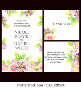 Romantic invitation. Wedding, marriage, bridal, birthday, Valentine's day.