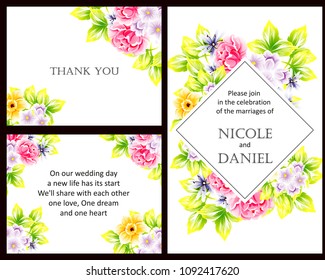 Romantic invitation. Wedding, marriage, bridal, birthday, Valentine's day.