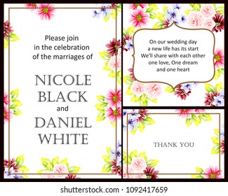 Romantic invitation. Wedding, marriage, bridal, birthday, Valentine's day.