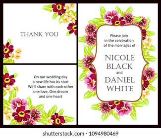 Romantic invitation. Wedding, marriage, bridal, birthday, Valentine's day.