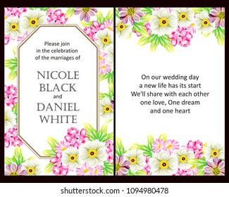 Romantic invitation. Wedding, marriage, bridal, birthday, Valentine's day.